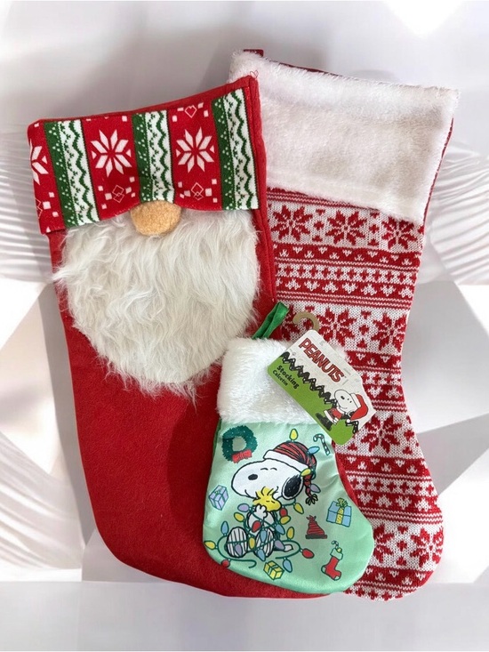Other - Christmas Santa, Fair Isle Holiday Stockings and Peanuts - Red, White, Green